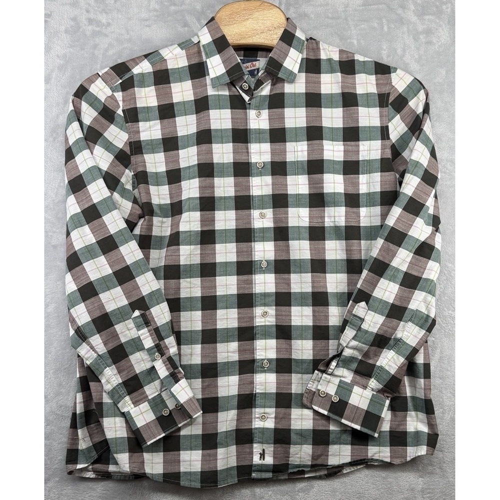 Johnnie-O Long Sleeve Button-Down Shirt Cotton Blend Plaid Men's Size XL